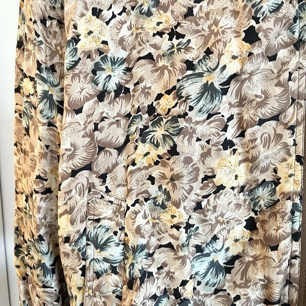 Vintage Bogari 100% Silk Windbreaker Bomber Jacket Size M Retro Floral Zip Y2K - Picture 3 of 6